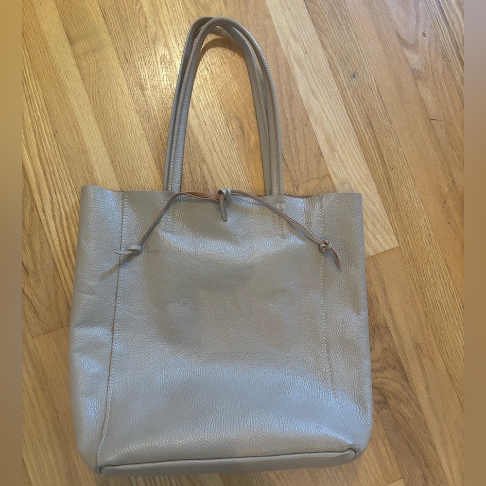 Borse In Pelle Leather Shoulder Handbag Tan Taupe Leather Made In Italy